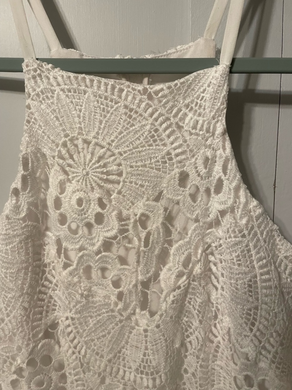 Francesca's Collections White Crochet Halter Mini Dress - Picture 3 of 10